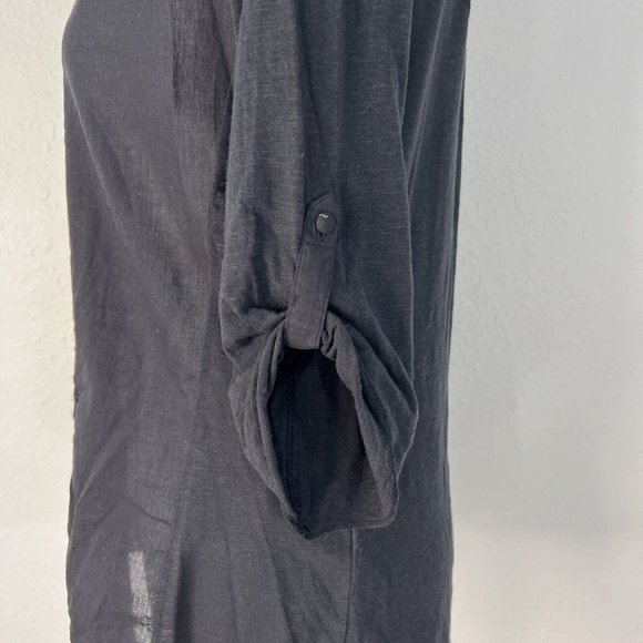 Nine West Jeans Womens Top Small Black Roll Tab Sleeve Tunic NWT - Picture 7 of 14